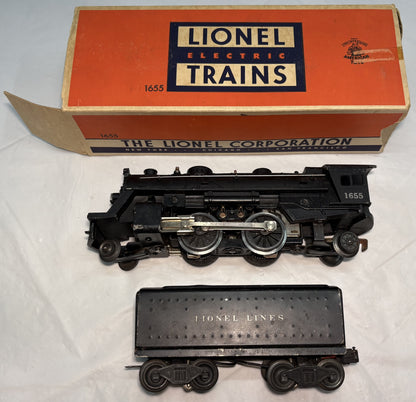 Lionel Post War 1655 Steam Locomotive with 6654W Whistling Tender
