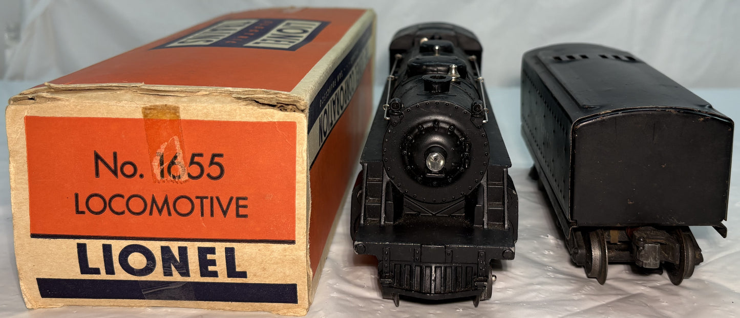 Lionel Post War 1655 Steam Locomotive with 6654W Whistling Tender