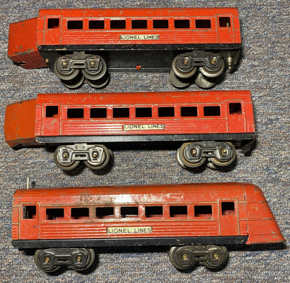 Lionel #1674 #1675 Pre-War Passenger Cars Red