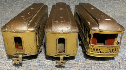 Lionel #337, #337 & #338 Pre-War Passenger Cars Mojave Body and Maroon Doors