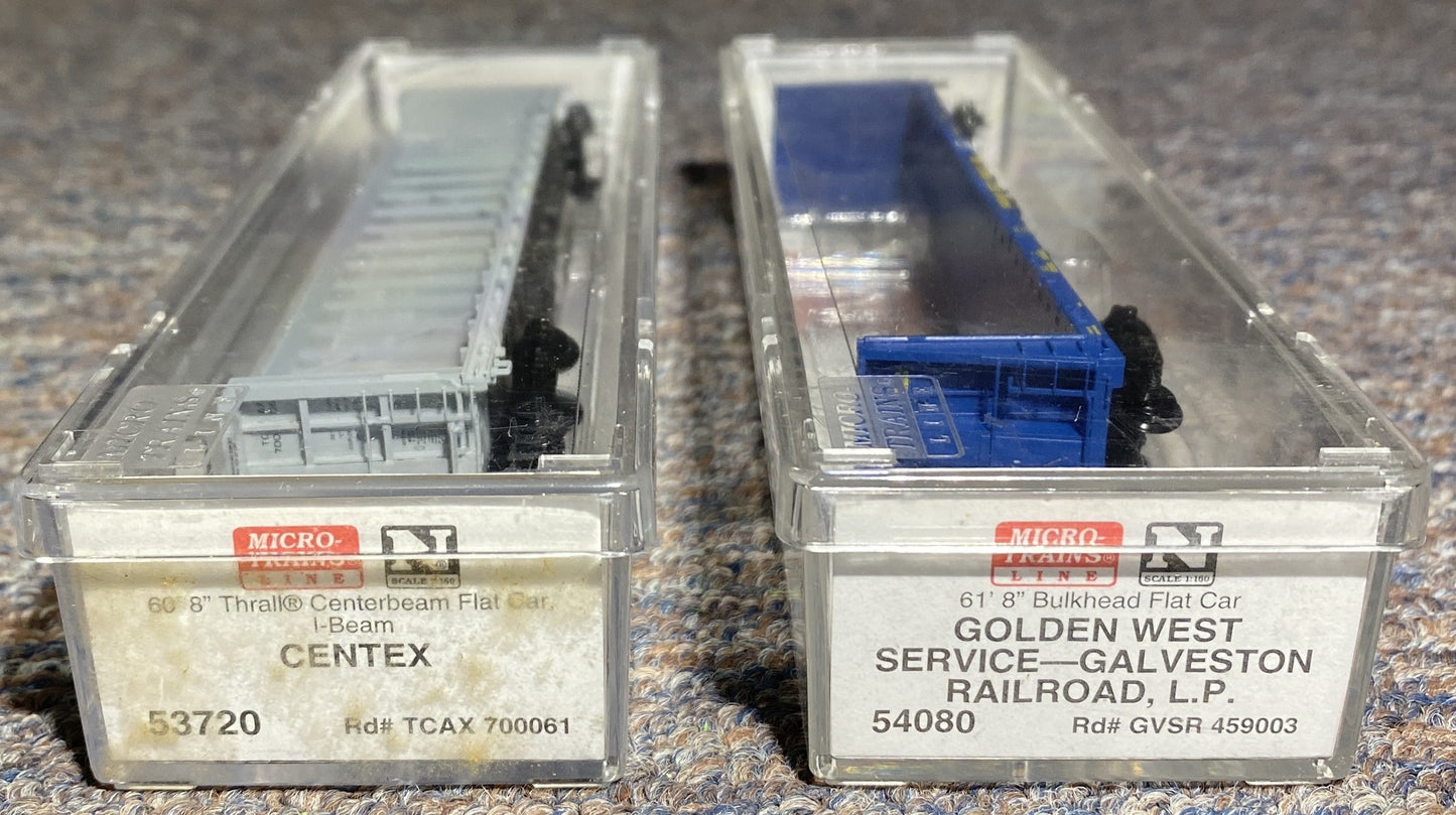 Micro Trains #53720 Centex & #54080 Bulkhead Flat Car