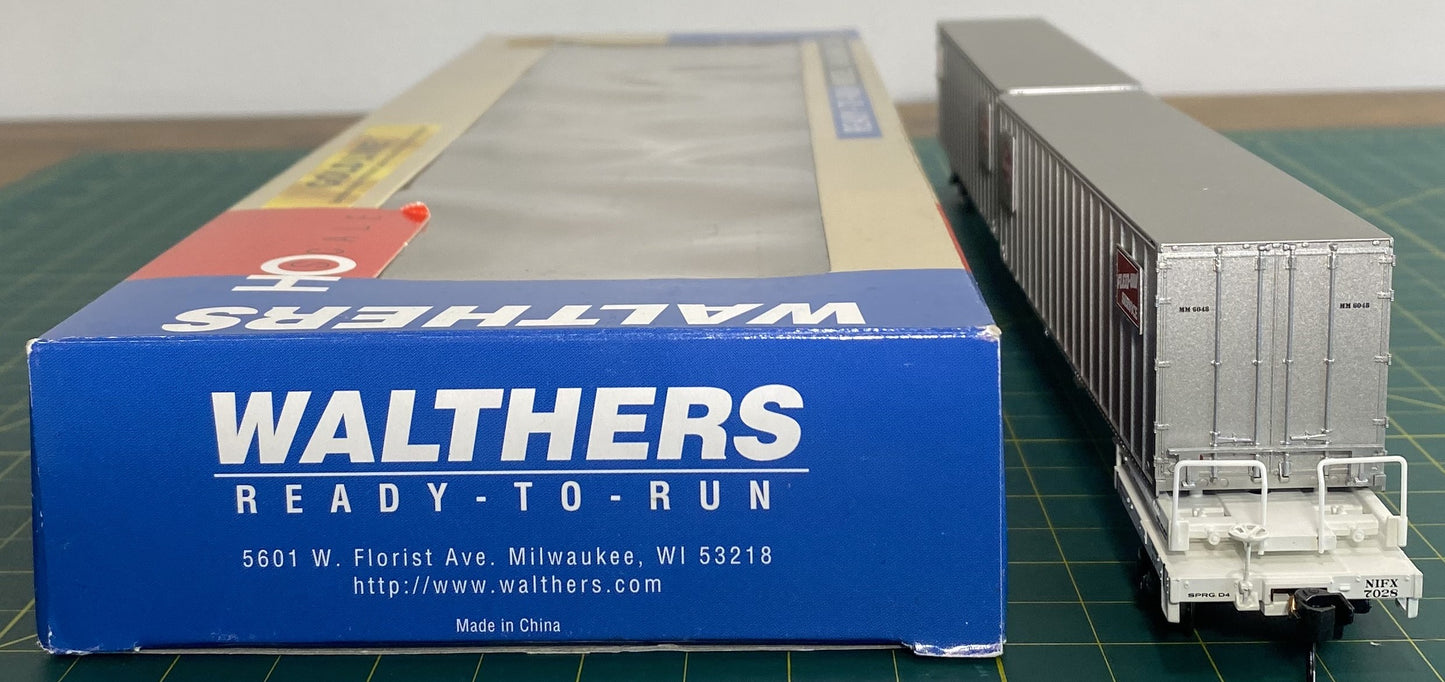 Walthers 932-3926 Flexi-Van Flat Car with Trailer Milwaukee Road #7028