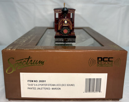 Bachmann Spectrum 28201 On30 Painted & Unlettered 0-4-2 Porter Steam Loco w Sound & DCC