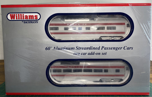 Williams 43048 60’ Aluminum Streamliners 2 Car Add-on Set Santa Fe