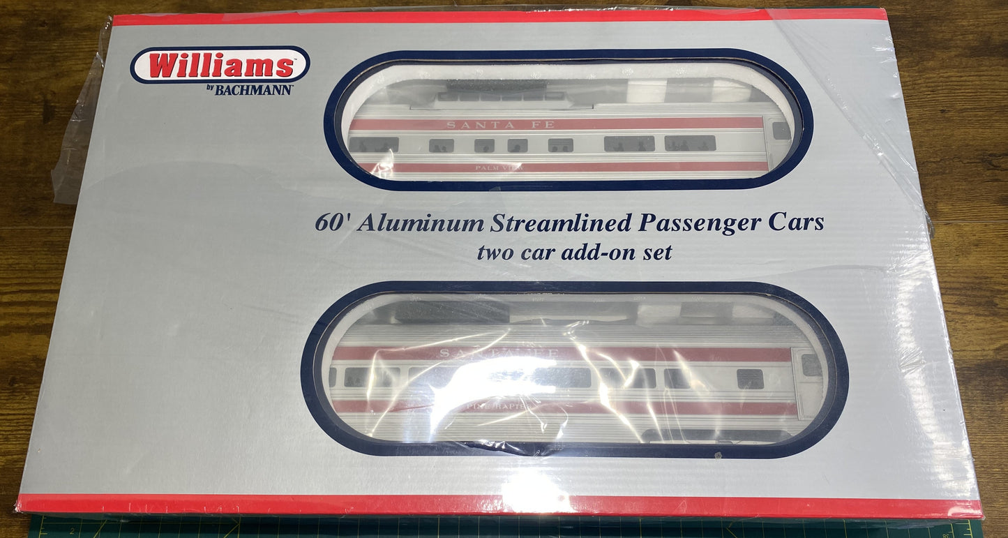 Williams 43048 60’ Aluminum Streamliners 2 Car Add-on Set Santa Fe