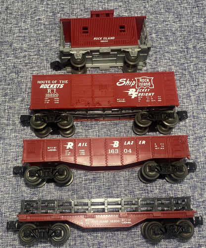 Lionel Modern Rock Island Freight: Caboose, Flat Car, Gondola and Box Car
