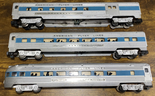 American Flyer #660, #661, #662 and #663 Blue Passenger Cars