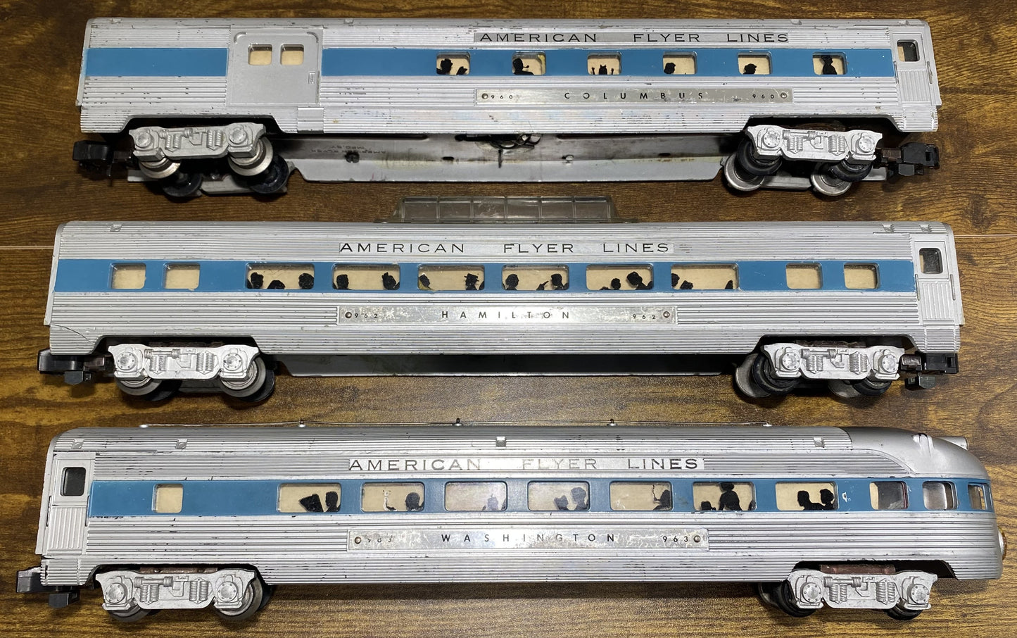 American Flyer #660, #661, #662 and #663 Blue Passenger Cars