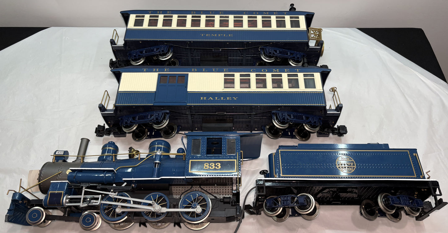 Bachmann 833 G Scale Blue Comet Engine Train Set NJC Coal Tender Passenger Cars