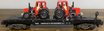 American Flyer Flatcar with Two Die-Cast Farm Tractors