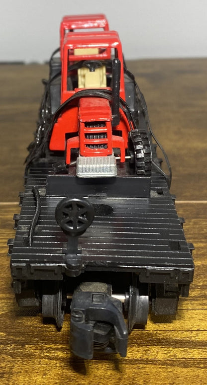 American Flyer Flatcar with Two Die-Cast Farm Tractors