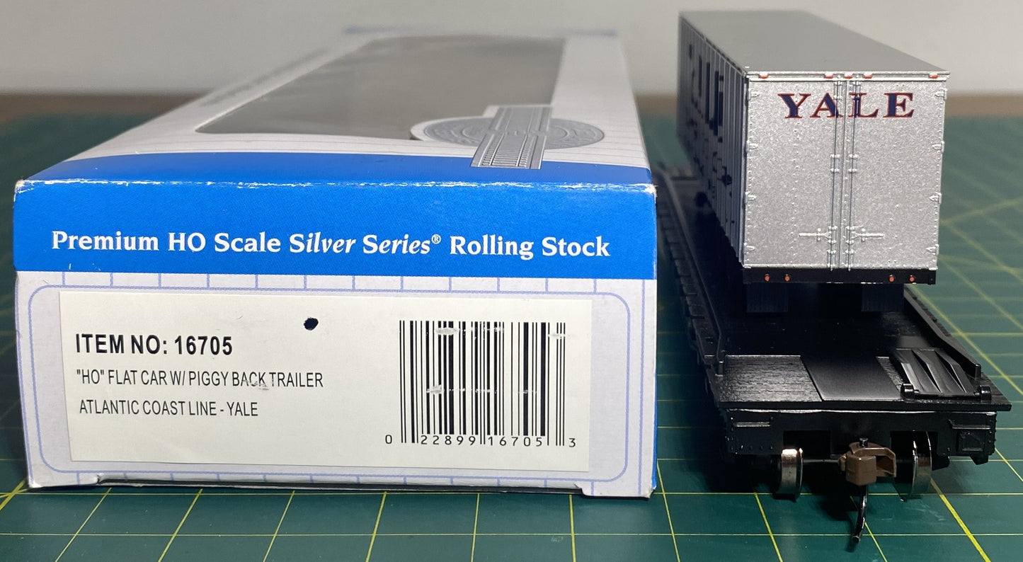 Bachmann 16705 Silver Series HO Flat Car W/Piggyback Trailer Atlantic Coast Line
