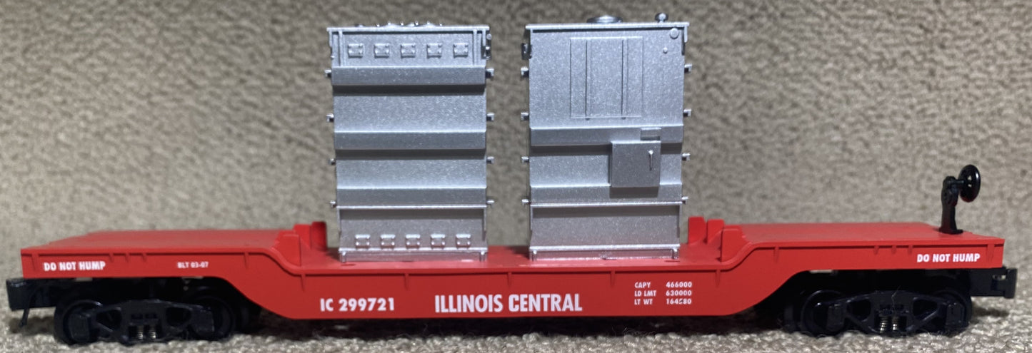 K-Line #6-22180 Illinois Central Depressed Center Flat w2 Transformers