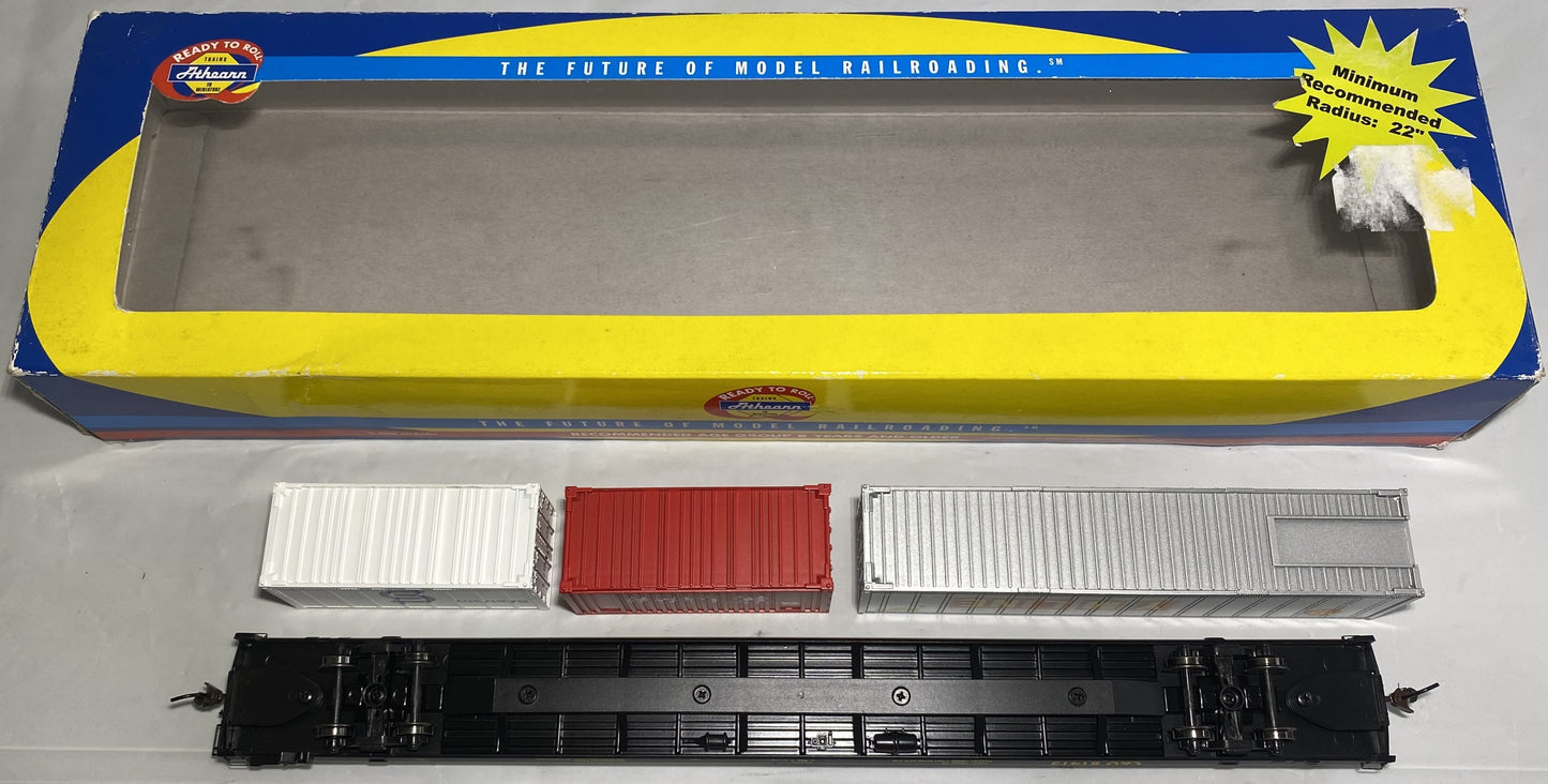 Athearn 74202 Chesapeake & Ohio 85’ All Purpose Flat Car with 3 Containers