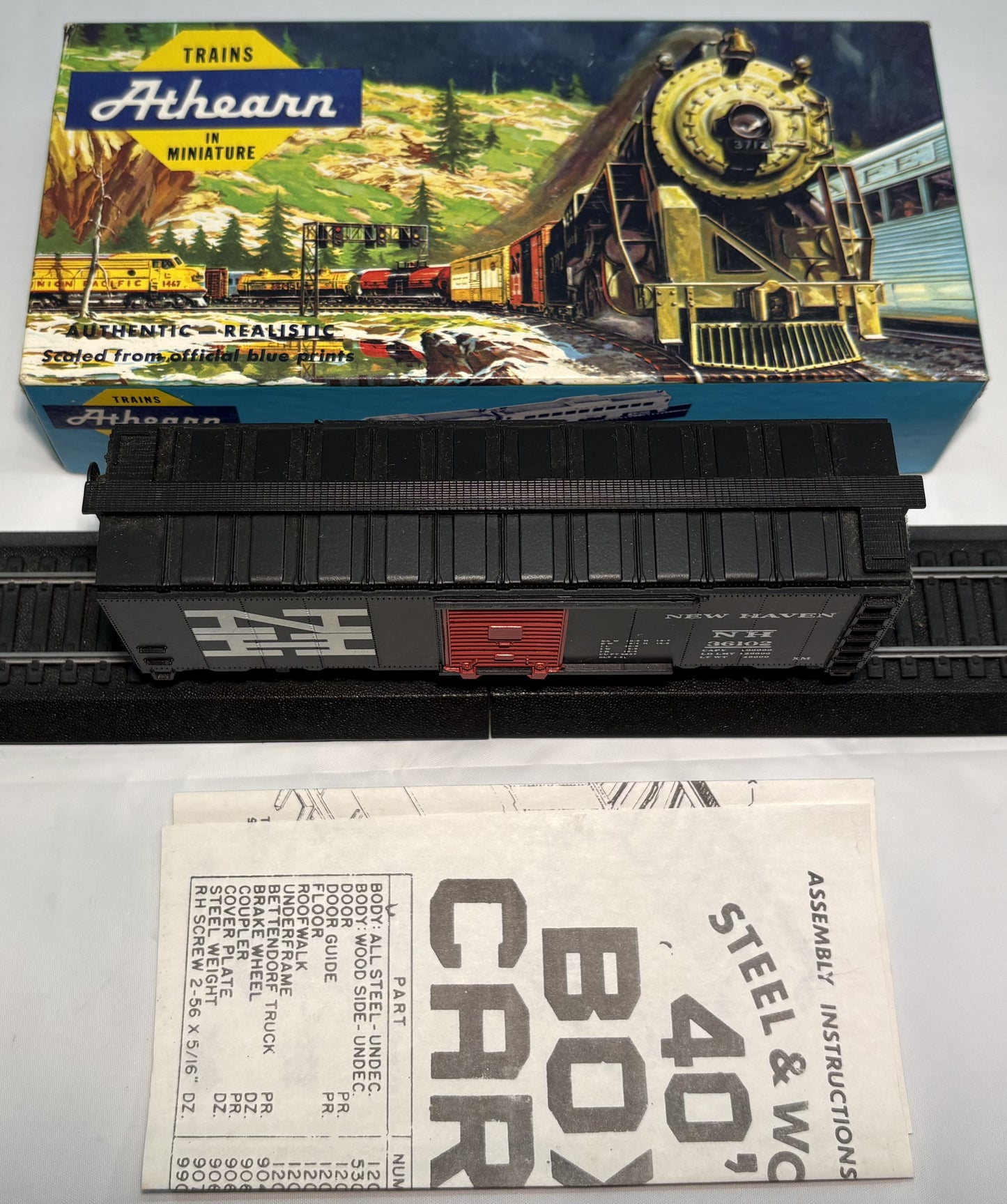 Athearn 1001-1 HO New Haven Large Block “N-H” 40’ Boxcar