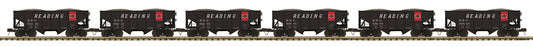 MTH 20-92406 Reading O Scale Premier 6-Car 2-Bay Fish Belly Hopper Car Set
