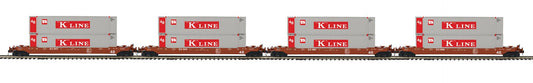 MTH 20-9243-4 Scale Premier 4-Car Husky Stack Set Kansas City Southern