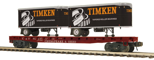 MTH 20-95712 Chesapeake & Ohio O Scale Premier Flat Car w/(2) PUP Trailers