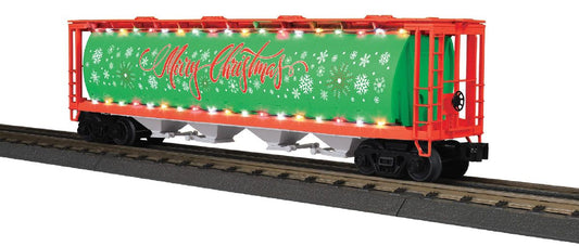 MTH 30-75792 Christmas 4-Bay Cylindrical Hopper Car with LEDs
